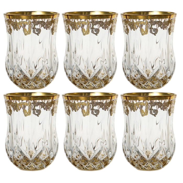 A set of Timon Opera Amber crystal stacks for 6 people